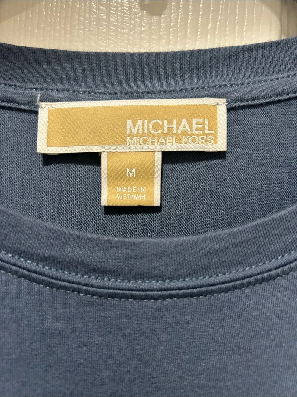 Michael Kors Slate Blue Puff-Sleeve Long-Sleeve Top